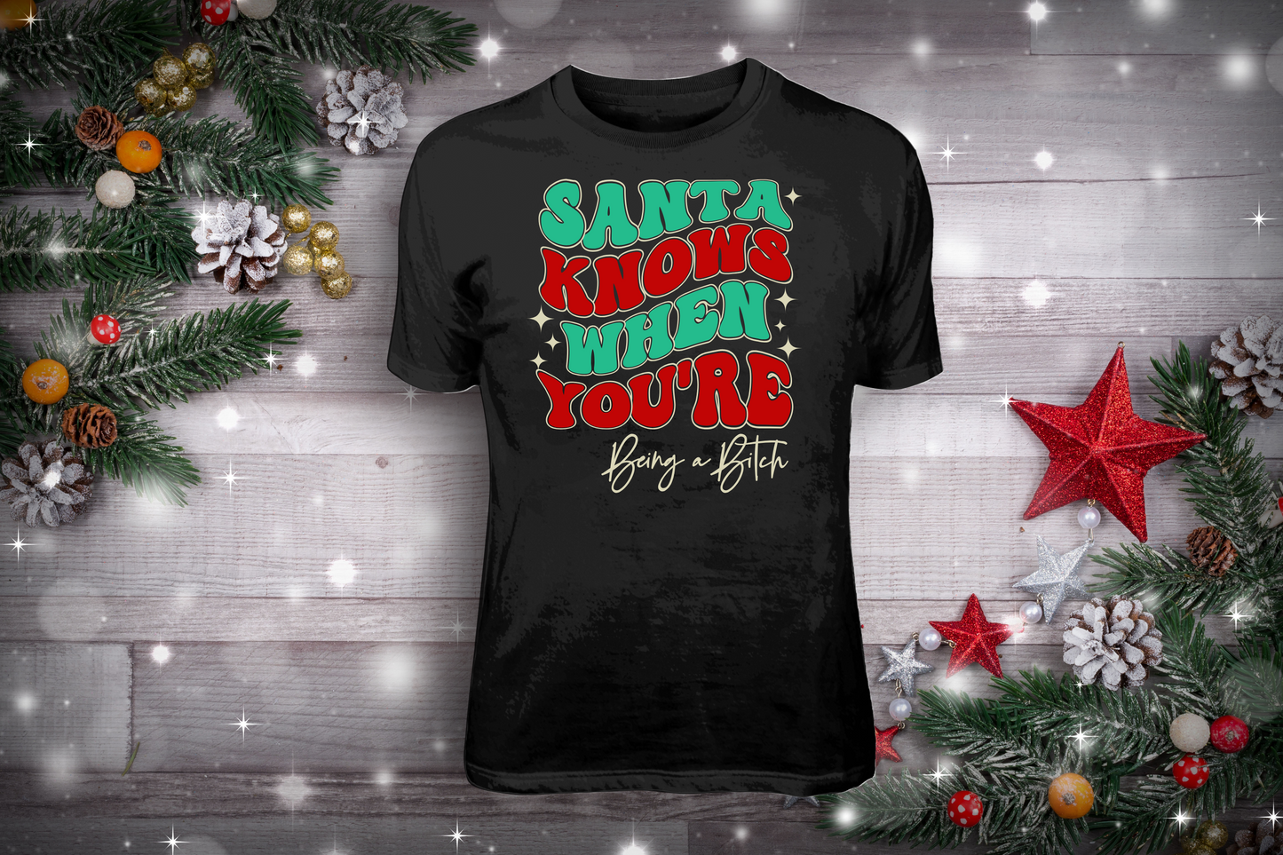 Santa Knows You're Being A Bitch- TEES