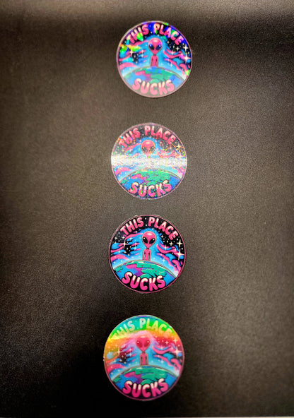 This Place Sucks Stickers (2 sizes)