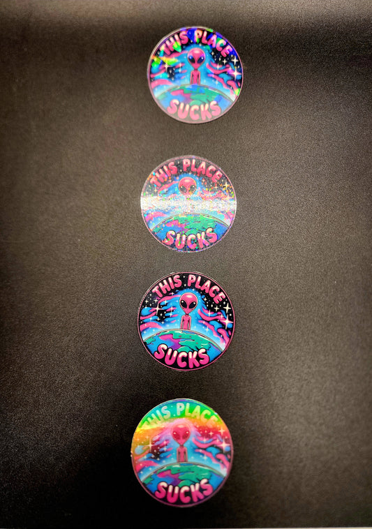 This Place Sucks Stickers (2 sizes)