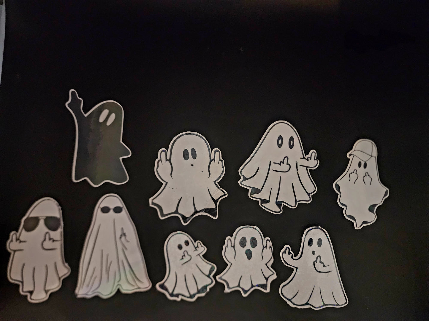 Ghosts Giving The Finger Stickers (9 pack)