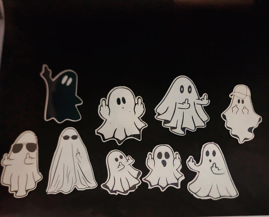 Ghosts Giving The Finger Stickers (9 pack)