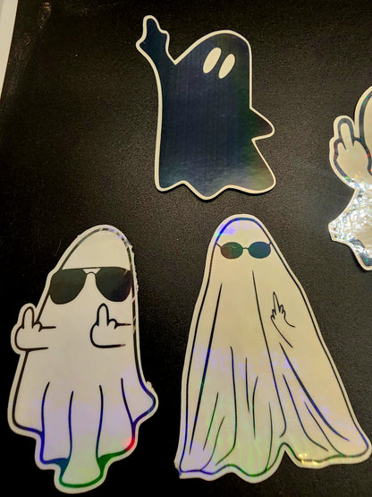 Ghosts Giving The Finger Stickers (9 pack)