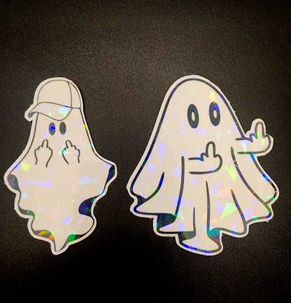 Ghosts Giving The Finger Stickers (9 pack)