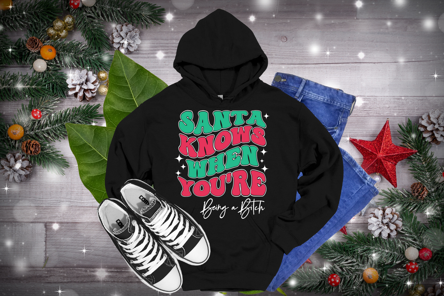 Santa Knows You're Being A Bitch- TEES