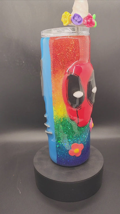 Deadpool and Wolverine 50/50 3D Stainless Steel Tumbler